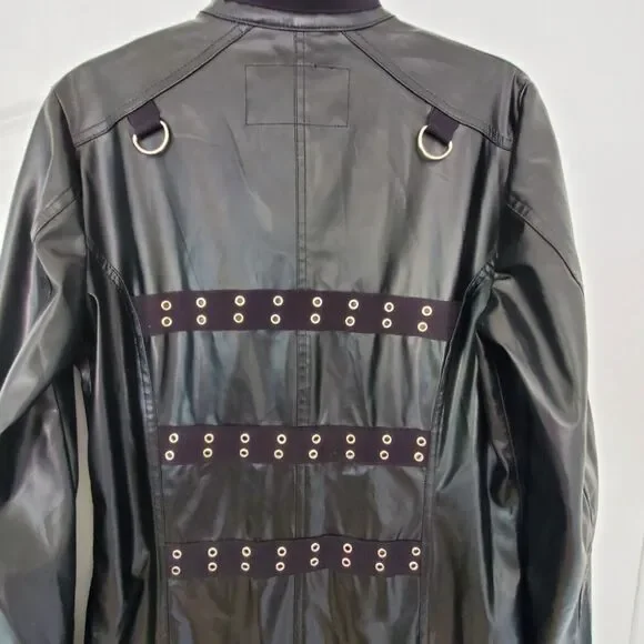 VTG TRIPP NYC Black Trench Coat Jacket Punk Gothic Hellraiser